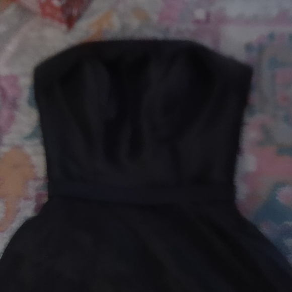Black satin strapless full skirt dress by Mori Lee formal - Picture 2 of 5